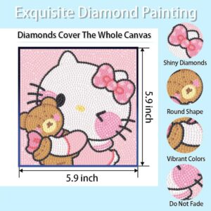 Cute 5D Diamond Art Kits, 4 Pack Cartoon DIY Painting Art for Kids Ages 4-8,Diamond Arts and Crafts Sets - Big Gem Full Drill Diamond Dots for Girls Boys Children Ages 8-12 (Kitty+Dog+Kurom1)