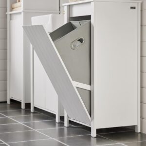 Haotian Laundry Cabinet Laundry Chest Bathroom Cabinet Storage Cabinet with Laundry Basket, White BZR100-W