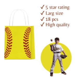 18 Pcs Softball Party Favors Gift Bags - Softball Goodie Bags Favors for Kids Adult Team - Softball Theme Birthday Party decoration bags - Supplies Paper Bag with Handle - Softball Paper Bags.