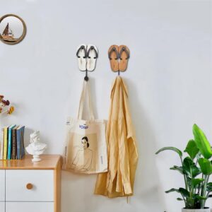 Veclotch Beach Themed Flip Flop Wall Mounted Coat Hooks Towel Rack,Solid Fir Wood Sandal Slipper Shaped Hanging Ornament Nautical Wall Hook Hanger for Bathroom Bedroom Living Room