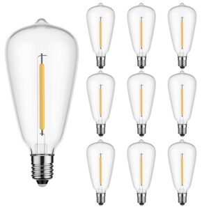 couah 10 pack edison led light bulbs, 0.6 watt e12 screw base replacement bulbs, led shatterproof bulbs st38 clear plastic light bulbs for outdoor patio st38 string lights, warm white