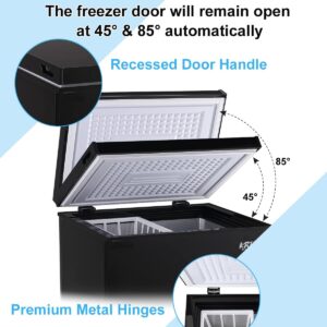 KRIB BLING Chest Freezer 5.0 cu.ft Mini Adjustable 7 Thermostat Compact Deep Freezer Top Door Low Noise with Removable Basket Black