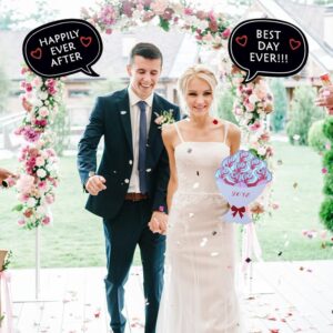 52PCS Wedding Photo Booth Props with Stick Bridal Shower Photo Booth Props Funny Photo Props, Wedding Party Supplies for Bride Groom, Bachelorette Wedding Party Decorations for Men Women Selfie Props