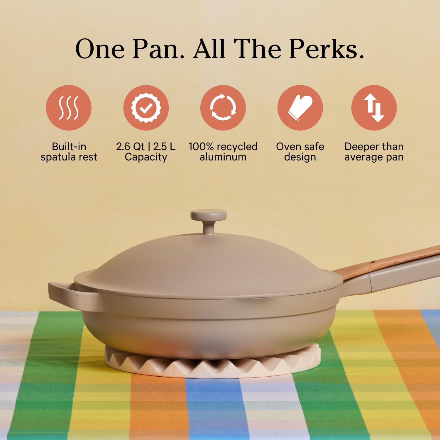 Our Place Always Pan 2.0-10.5-Inch Nonstick, Toxin-Free Ceramic Cookware | Versatile Frying Pan, Skillet, Saute Pan | Stainless Steel Handle | Oven Safe | Lightweight Aluminum Body | Steam