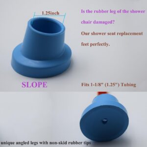 Slope Replacement Feet for Shower Chair Bath Seat, Shower stools and Transfer Bench, Non-Skid Shower Bench and Tub Transfer Benches Rubber Suction Cup Feet (Slope-Blue, 1-1/8" I.D)