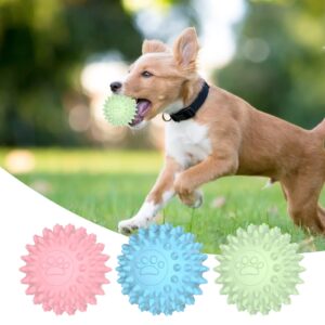 leasote Dog Chew Toys, Paw Print Ball Dog Chewing Ball Toy, Interactive Dog Teeth Molar Toy for Small Medium Large Puppy Dogs Pink M