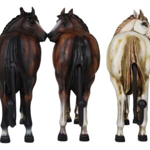 Ebros Gift Set of 3 Rustic Western Country Farm Black Brown Chestnut Horses Hind Butt Hindquarter Coat Key Hat Leash Backpack Wall Hanging Hooks Decor Hangers Cowboy Horse Hook Organizers