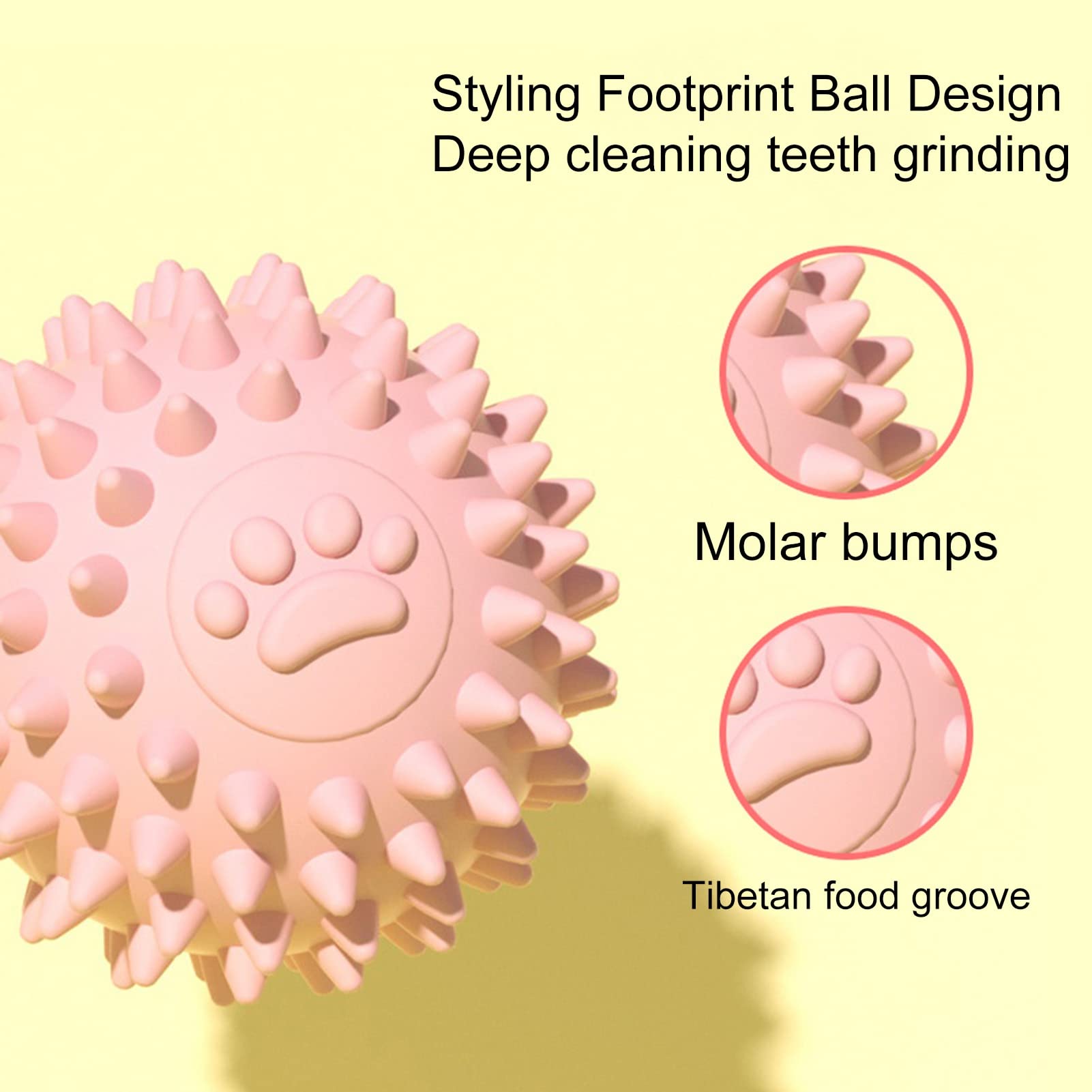 leasote Dog Chew Toys, Paw Print Ball Dog Chewing Ball Toy, Interactive Dog Teeth Molar Toy for Small Medium Large Puppy Dogs Pink M