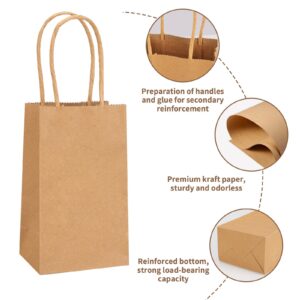 Moretoes 30pcs Small Kraft Paper Bags 6 x 3.5 x 2.4 Inches Mini Gift Bags with Handles Bulk Party Favor Bags Candy Bags