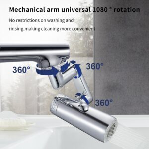 SUBMARINE Universal 1080 Swivel Robotic Arm Swivel Extension Faucet Aerator, Splash-Proof Faucet Extender, Sink Faucet Attachment With Two Water Outlet Modes, Used For Kitchen And Bathroom Faucets