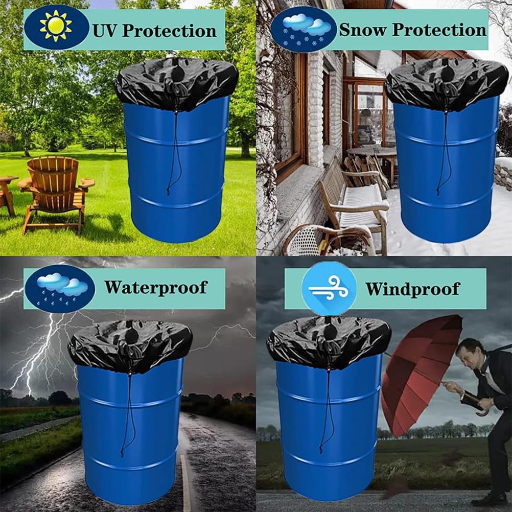 GANAZONO Bucket Lid Water Can Trash Can Lid Lock Can Covers Bucket Cover Storage Tank Cover Outdoor Barrel Cover Sofa Cover Oxford Cloth Black Complex Trash Can Cover Outdoor Tank Cover