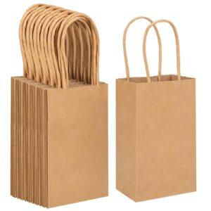 moretoes 30pcs small kraft paper bags 6 x 3.5 x 2.4 inches mini gift bags with handles bulk party favor bags candy bags