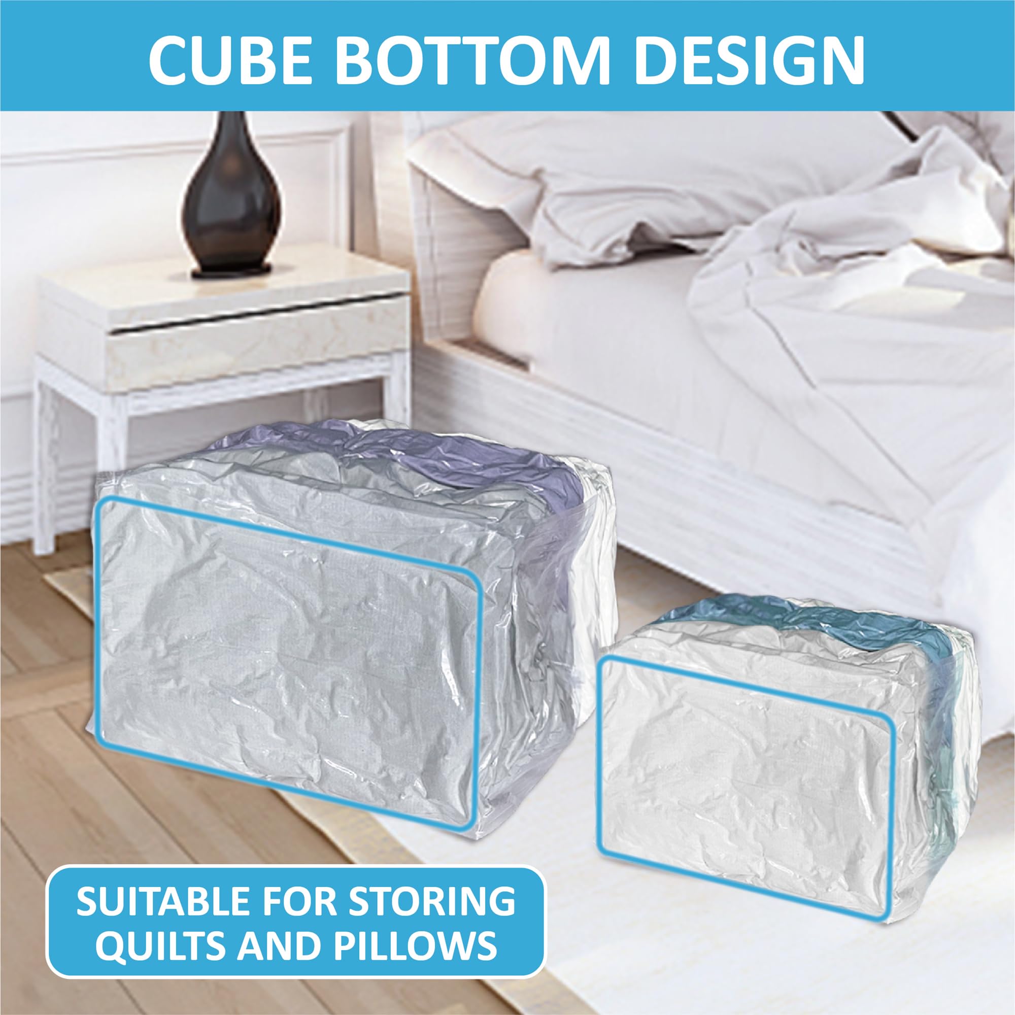 3 Pack Cube Vacuum Storage Bags, Jumbo Vacuum Cubes for Storage Vacuum Sealed, Extra Large Space Saver Vacuum Storage Bags for Bedding, Clothes, Comforters, Blanket, Duvets