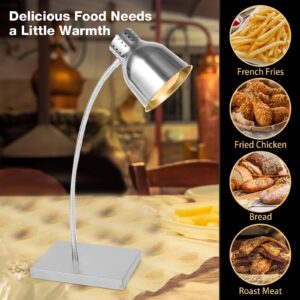 Restlrious Food Heat Lamp with 250w Bulb, Commercial Stainless Steel Food Warmer Lamp with Single Head & Flexible Arm, Electric Portable Infrared Heating Lamp for Buffet, Restaurant, Parties