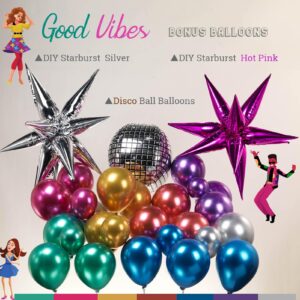 Chrome Balloon garland Arch Kit 130pcs disco party decorations with Metallic purple teal red hot pink Blue &disco ball balloons for 80s 90s birthday Galaxy prom 2024 graduation party decorations