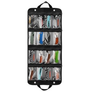 swisselite knife display bag, felt knife display case, foldable knife storage holder, knife carrying organizer with 16 slots