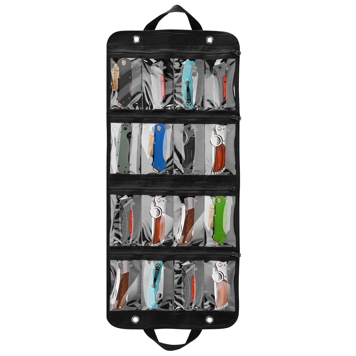 SWISSELITE Knife Display Bag, Felt Knife Display Case, Foldable Knife Storage Holder, Knife Carrying Organizer with 16 Slots