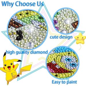 Cute 5D Diamond Art Kits, 4 Pack Cartoon DIY Painting Art for Kids Ages 4-8,Diamond Arts and Crafts Sets - Big Gem Full Drill Diamond Dots for Girls Boys Children Ages 8-12 (Kitty+Dog+Kurom1)