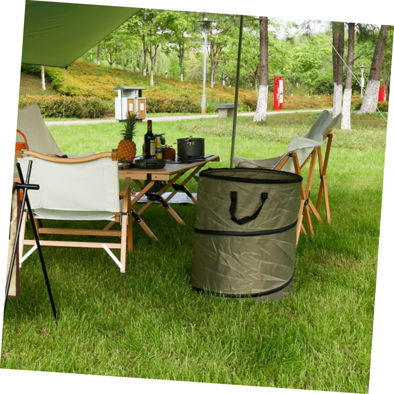 BESPORTBLE Foldable Trash Can, 30 Gallon Capacity, Alloy Steel Material, Easy to Use, Portable, Suitable for Camping, Tailgate Parties, Backyard Barbecues, Picnics, Beach Trips