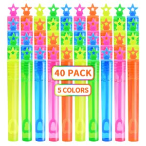 40 pack bubbles for kids party favors - 5 colors mini stars bubble wand bulk with bubbles refill solution toys for carnival christmas fiesta easter basket goodie bag stuffers birthday gifts supplies