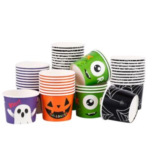 winoo design halloween treat cups disposable - 40 pk - 8oz ice cream paper cups party cups for halloween party supplies halloween decoration decor tableware