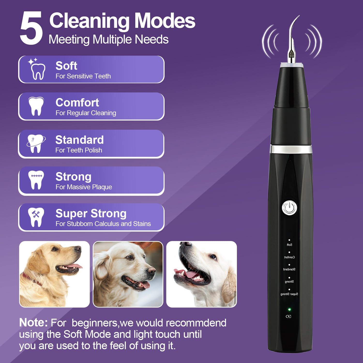 VVHOMIFE Dog Teeth Cleaning Kit-Dog Tooth Plaque Remover-Ultimate Pet Dental Care Kit - Ultrasonic Teeth Cleaner and Plaque Remover for Dogs | Complete Oral Hygiene Solution-Black