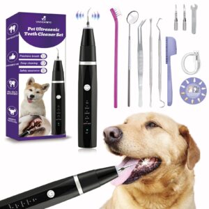 vvhomife dog teeth cleaning kit-dog tooth plaque remover-ultimate pet dental care kit - ultrasonic teeth cleaner and plaque remover for dogs | complete oral hygiene solution-black