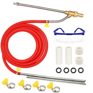 pressure washer sandblasting kit, 5000 psi wet abrasive sandblaster attachment with goggles, power washer sandblasting with 3 sets replacement ceramics nozzle, 1/4'' quick disconnect sandblaster kit