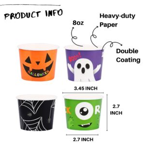 Winoo Design Halloween Treat Cups Disposable - 40 PK - 8oz Ice Cream Paper Cups Party Cups for Halloween Party Supplies Halloween Decoration Decor Tableware