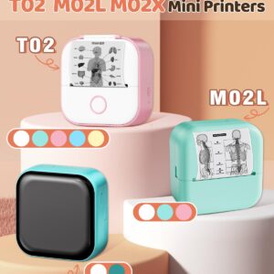 T02 Mini Sticker Printer Thermal Paper, M02L White Non-Sticky Paper, Compatible With Memoking, Memoqueen, Phomemo T02 Pocket Printer, Black On White Paper, 53mm x 3.5m, 3 Rolls, Keep for 10 Years