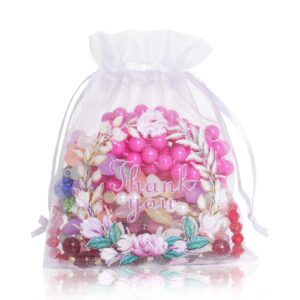 Bskifnn Organza Bags Satin Drawstring Organza Pouch Candy Bags Wedding Party Favor Gift Bag Jewelry Bags (50)