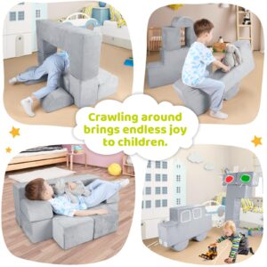 DREAMANIA Play Couch for Toddlers 1-3, 2024 Upgraded Toddler Couch Sofa for Boys Girls, Iedal Gift for Kids Child Playing in The Bedroom Playroom Toy Living Room, Grey