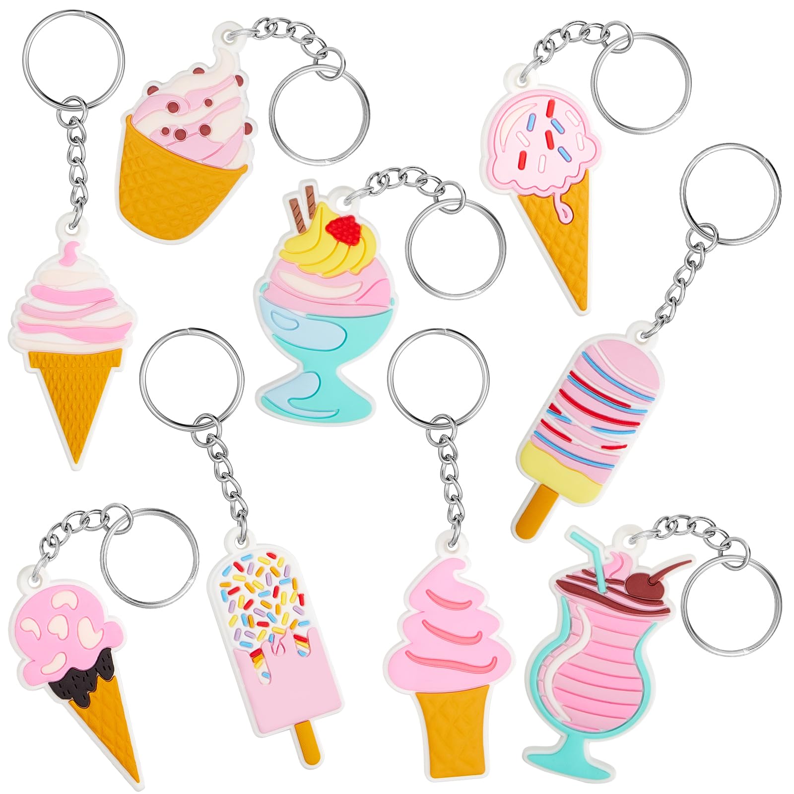 Sasylvia 36 Ice Cream Party Gifts Christmas Gift Ice Cream Party Favors Keychain Cute Ice Cream Party Decorations Appreciation Thank You Gifts