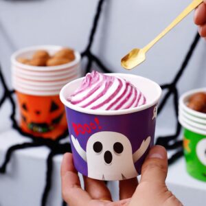 Winoo Design Halloween Treat Cups Disposable - 40 PK - 8oz Ice Cream Paper Cups Party Cups for Halloween Party Supplies Halloween Decoration Decor Tableware