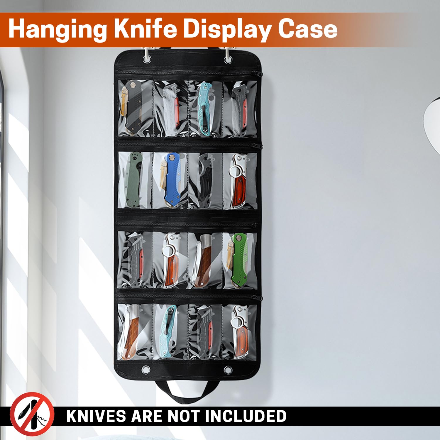 SWISSELITE Knife Display Bag, Felt Knife Display Case, Foldable Knife Storage Holder, Knife Carrying Organizer with 16 Slots