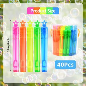 40 Pack Bubbles for Kids Party Favors - 5 Colors Mini Stars Bubble Wand Bulk with Bubbles Refill Solution Toys for Carnival Christmas Fiesta Easter Basket Goodie Bag Stuffers Birthday Gifts Supplies