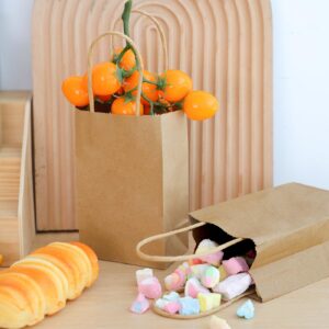 Moretoes 30pcs Small Kraft Paper Bags 6 x 3.5 x 2.4 Inches Mini Gift Bags with Handles Bulk Party Favor Bags Candy Bags