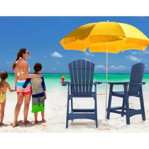 FUNBERRY Tall Adirondack Chair,Balcony Chair with Connecting Tray,Adirondack Bar Stools with Cup Holder,High Top Adirondack Chairs,Resin High Back Outdoor Chairs,Lifeguard Chair