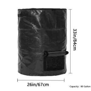 Compost bin Bags,Big Compost Bag,Garden Compost bin Bags,80 Gallon Compost bin for Garden Yard Garbage cans (Black 1pc)