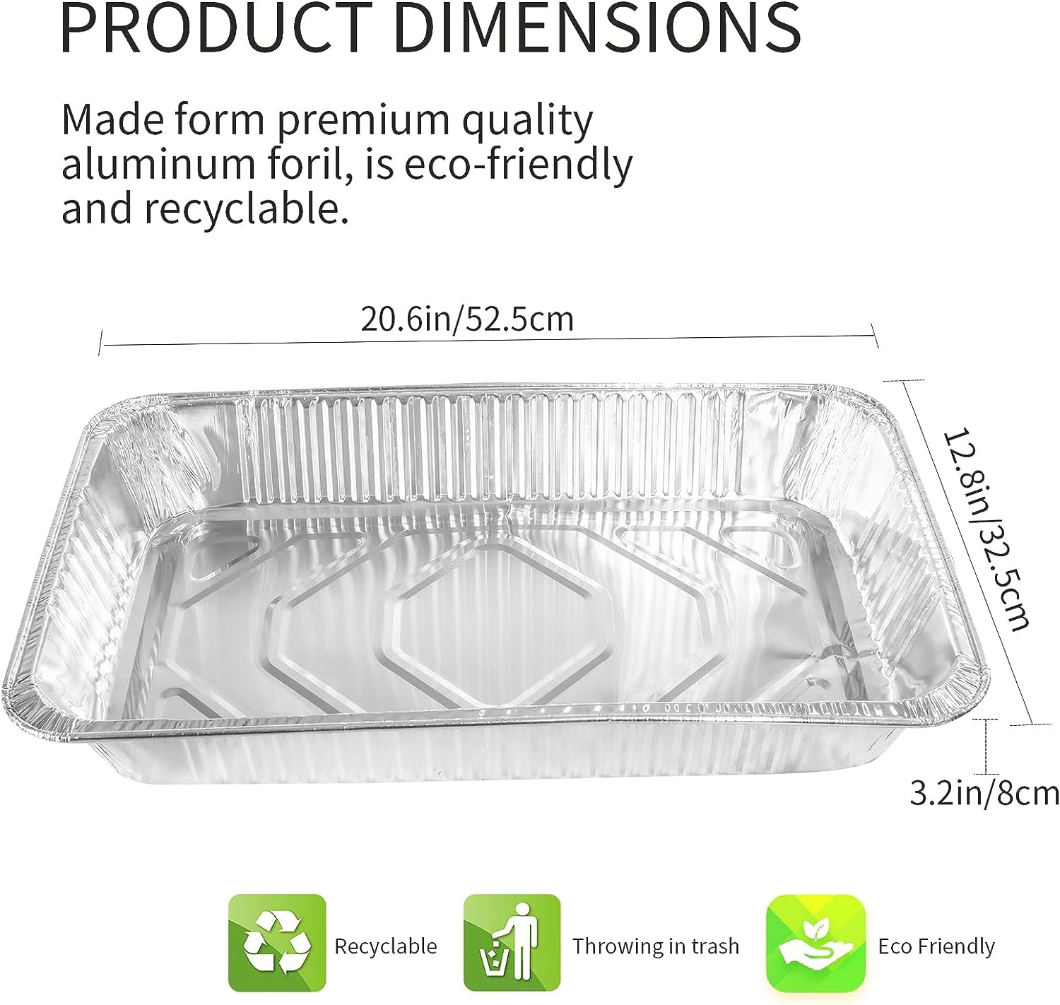 LUCKMETA 21" x 13 ” Aluminum Foil Pans With Lids (20 Pack), Full-Size Deep Steam Pan and Oven Buffet Trays, Food Containers for Catering, Baking, Roasting & Reheating, Recyclable