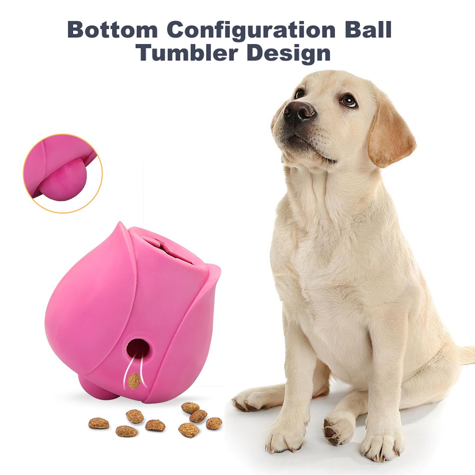 Dxmnoly Dog Treat Ball Food Dispensing Toys, Soft Rubber Chewers Treats Stuffable Dog Toys, Tumbler Leaking Ball Dog Toys for Teeth Cleaning and Food Leakage for Small Medium Large Dogs