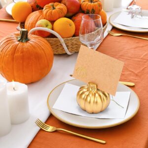 Yaomiao 16 Pcs Thanksgiving Table Decor Fall Card Holder Pumpkin Place Card Holder Mini Table Number Photo Holders for Fall Wedding Decorations Thanksgiving Halloween Bridal Party(Gold)