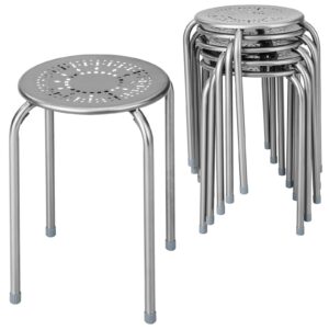 ldaily multipurpose stool chairs, small stool sets, metal stool with dome, stackable backless kitchen stool indoor outdoor, furniture stools, suitable for garden, living room, home, gray (6-pack)