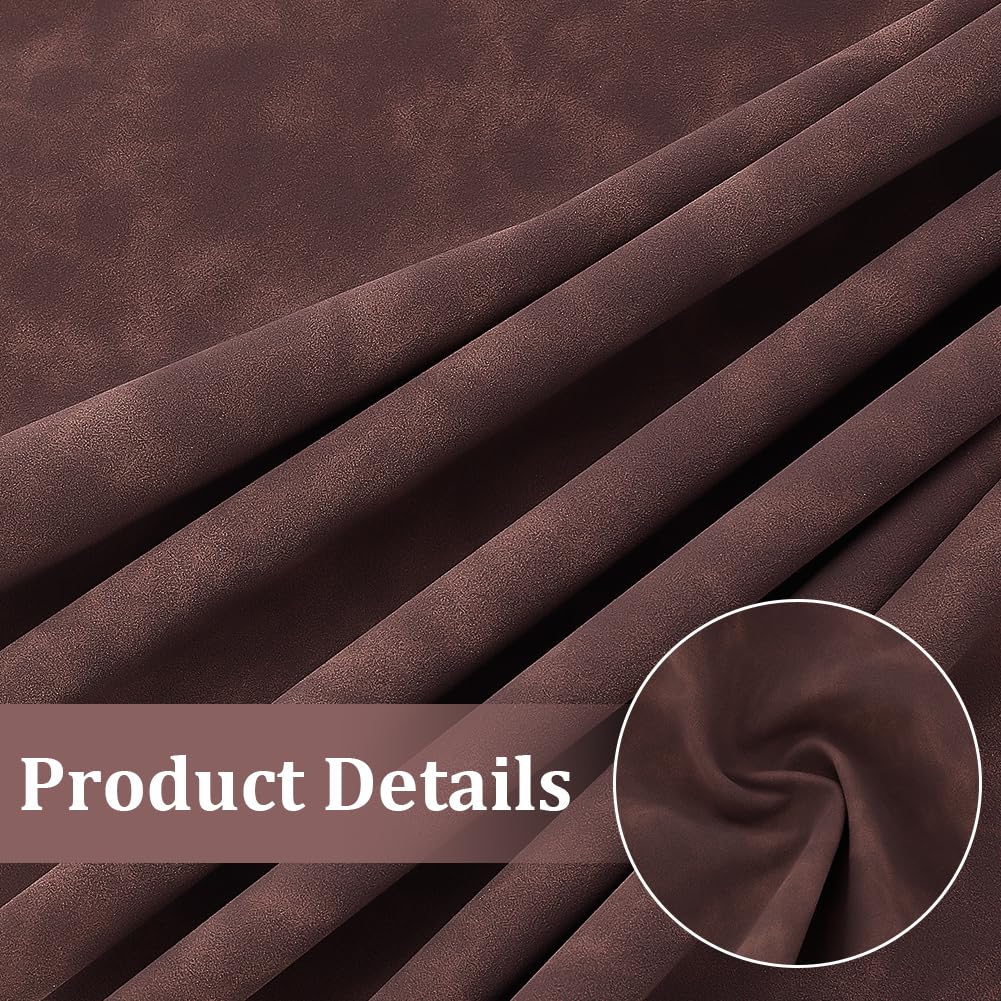 BENECREAT 59x13.7 Inches Suede Leather, Frosted Faux Leather Roll Brown Soft Faux Suede PU Suede Sheets Leatherette Fabric for DIY Projects, Photography Background Decorations