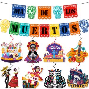 yingoto dia de los muertos decorations day of the dead decorations includes 1pcs dia de los muertos banner and 8pcs dia de los muertos altar hanging swirls for day of the dead ofrenda decorations