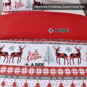 Christmas Duvet Cover King Size, Duvet Cover Set 3 Piece Christmas Theme Soft Microfiber Bedding Set,Striped Christmas Tree Geometry Elk plaid Snowflake Merry Christmas Pattern Comforter Set 104"x90"