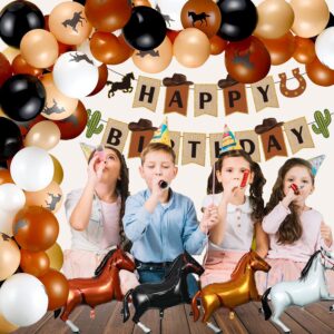 Cowboy Party Decorations, Western Cowboy Balloons Arch Garland Kit Include Cowboy Banner Backdrop Latex Balloons Horse Shaped Aluminum Foil Balloons, Western Theme Baby Shower Birthday Supplies