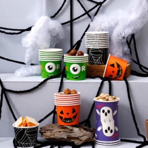 Winoo Design Halloween Treat Cups Disposable - 40 PK - 8oz Ice Cream Paper Cups Party Cups for Halloween Party Supplies Halloween Decoration Decor Tableware