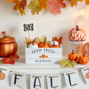 Thanksgiving Decor, Fall Tiered Tray Decor, Fall Pumpkin Mini Wood Crate Decorations Set, Farmhouse Table Centerpiece Decor Kit for Fall Decor