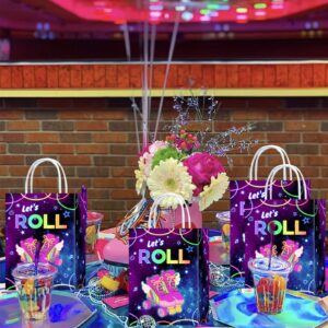 16 Pieces Roller Skates Goody Bags for Roller Skating Birthday Party Supplies,Rollerskate Gift Snacks Treat Candy Party Favors Bags with Handles for Kids Adults Roller Skating Theme Party Decorations